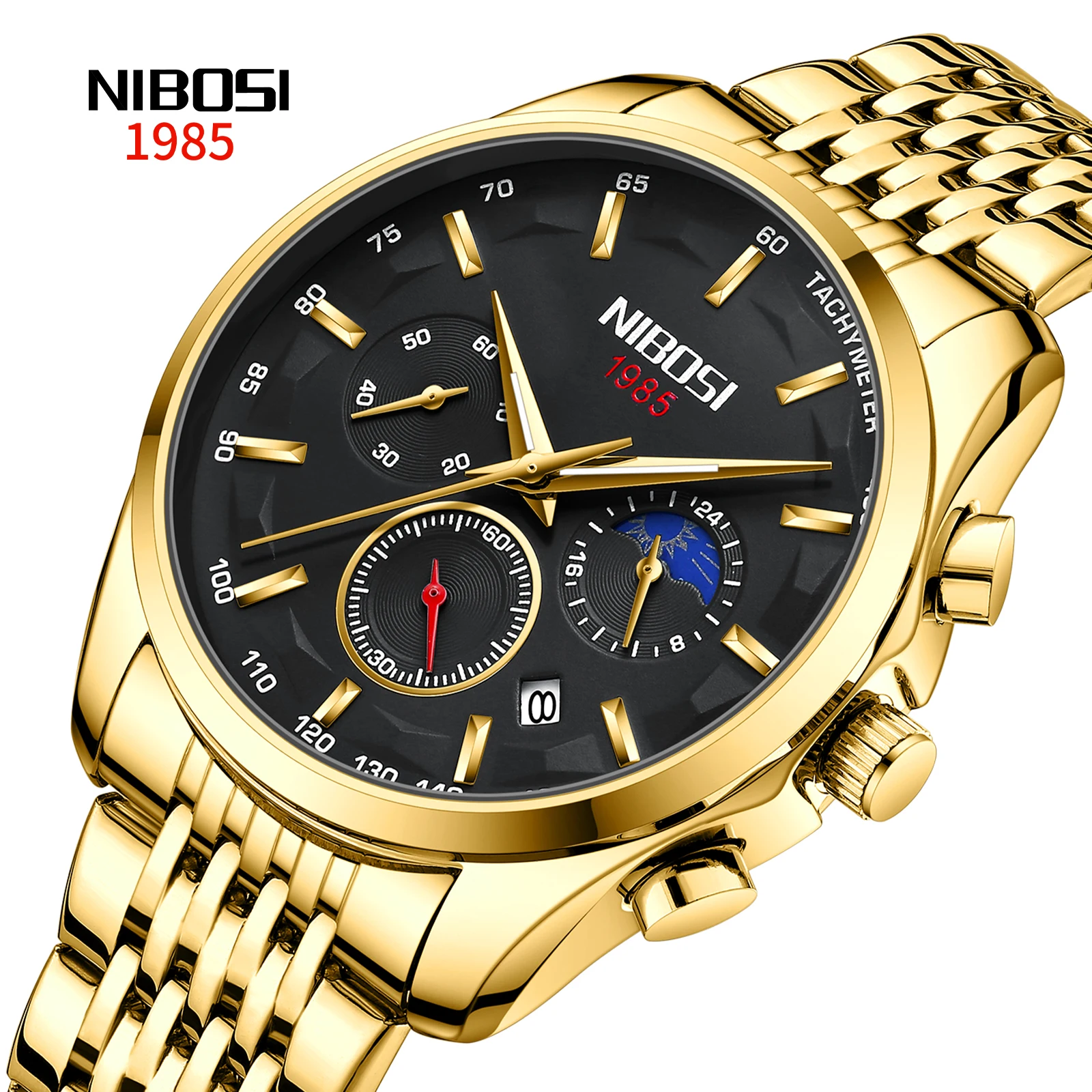 

NIBOSI Fashion Brand Luxury Watches For Men Stainless Steel Waterproof Sports Luminous Quartz Men Watch Relogio Masculino