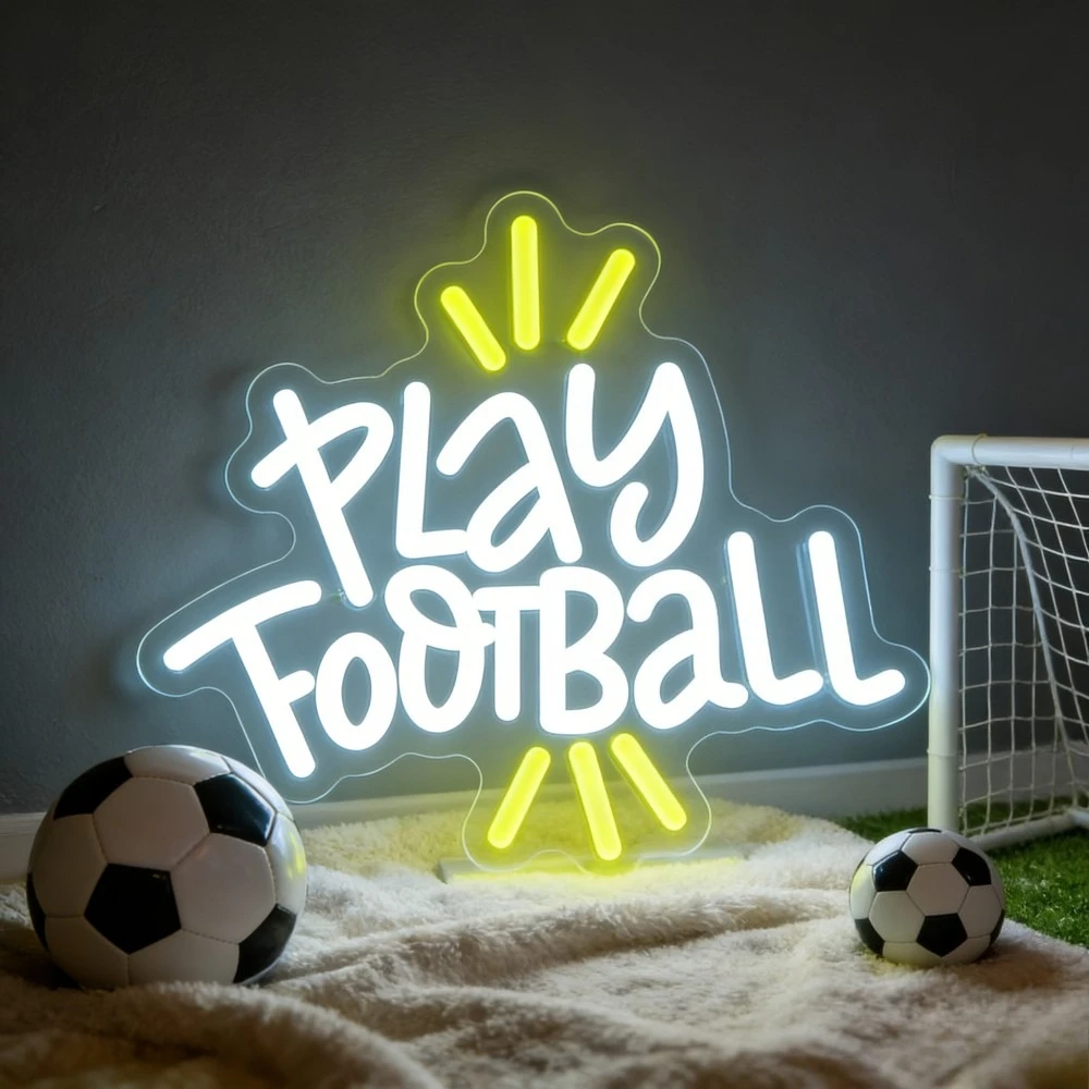 

Неоновая вывеска «Играй в футбол» с USB-питанием, регулируемая LED-подсветка, украшение для стены, подарок для футбольных фанатов, для игровой комнаты, вечеринок