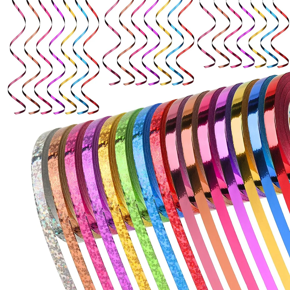 5 Rolls 10Meter 5mm Silver Balloon Ribbon Laser Gold Blue Balloon String Ribbons Gift Wrapping Crafts DIY Birthday Party Decor