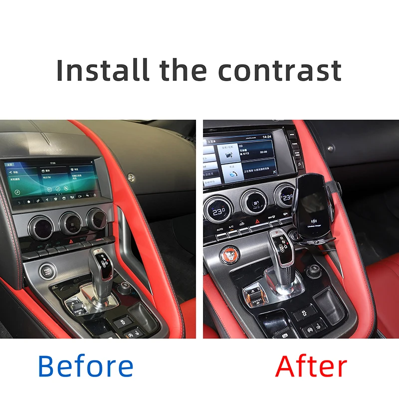 Car Central Control Handle Mobile Phone Holder GPS Navigation Bracket Wireless Charging Accessories For Jaguar F-TYPE 2013-2023