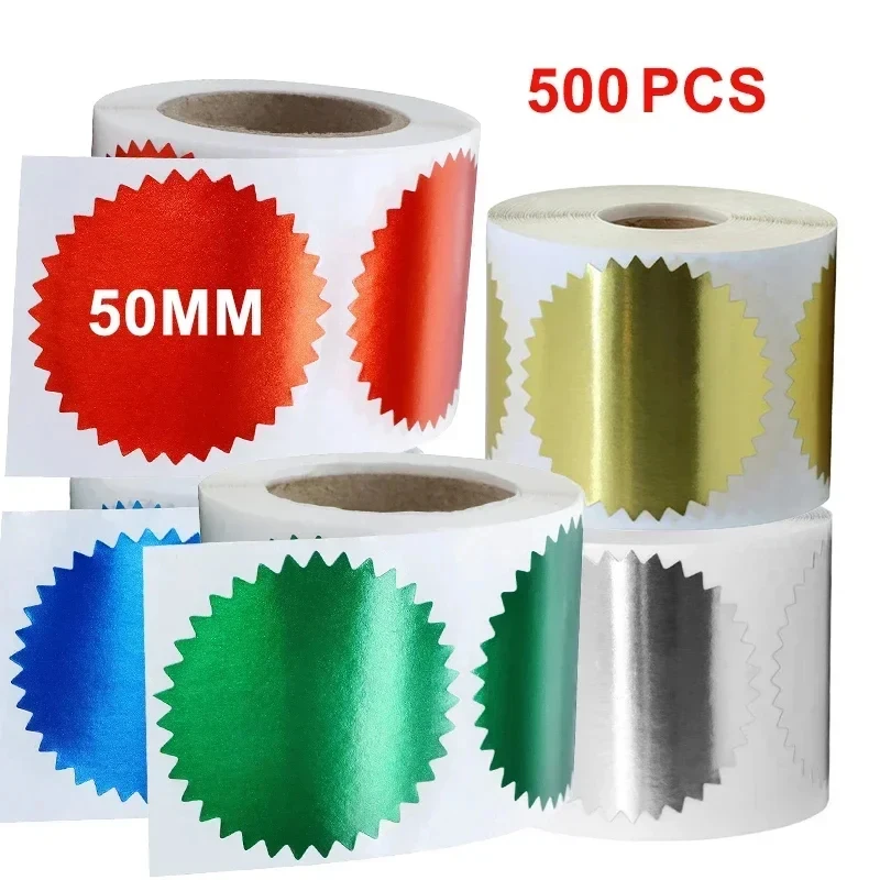 500pcs Embossed Stickers 50mm Embosser Steel Seal Label Certificate Gear Sticker for Embossed Stamp Scrapbooking & Stamping