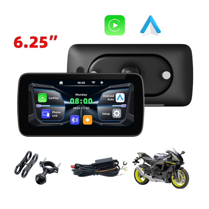 IP67 Linux 6.25 Inch Portable Wireless CarPlay Interface New Condition Android Auto Display Navigator for Motorbike/Car TPMS DVR