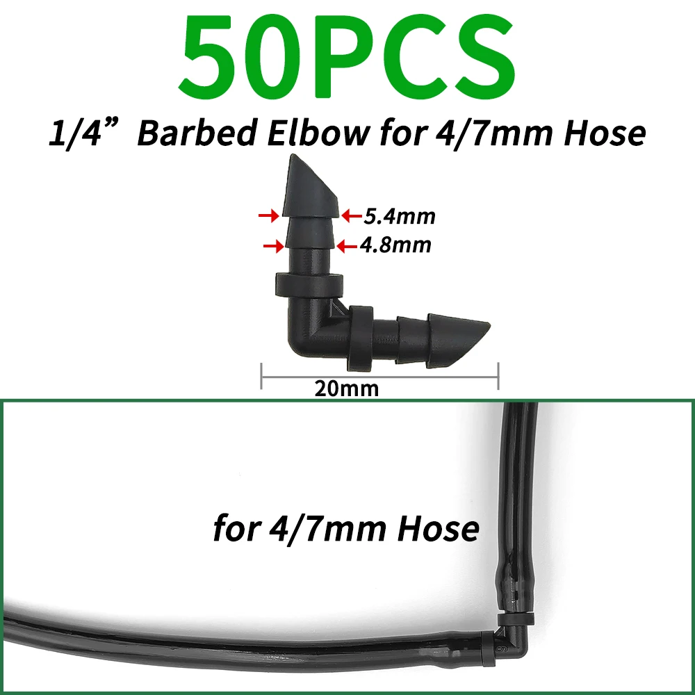 50 stks Prikkeldraad Connectors Irrigatie Fittings Druppelirrigatie Prikkeldraad Connectors 4/7mm Tubing Fittings voor Bloempot Tuin Gazon 5