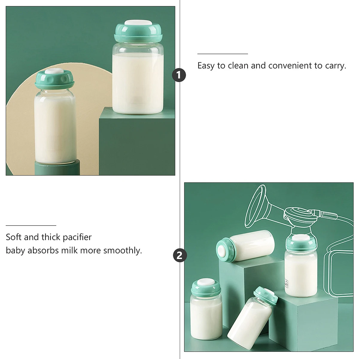 

2 Pcs Breast Milk Storage Bottle Feeder Feeding Glass Baby Wide Mouth for Transparent Nursing Infants