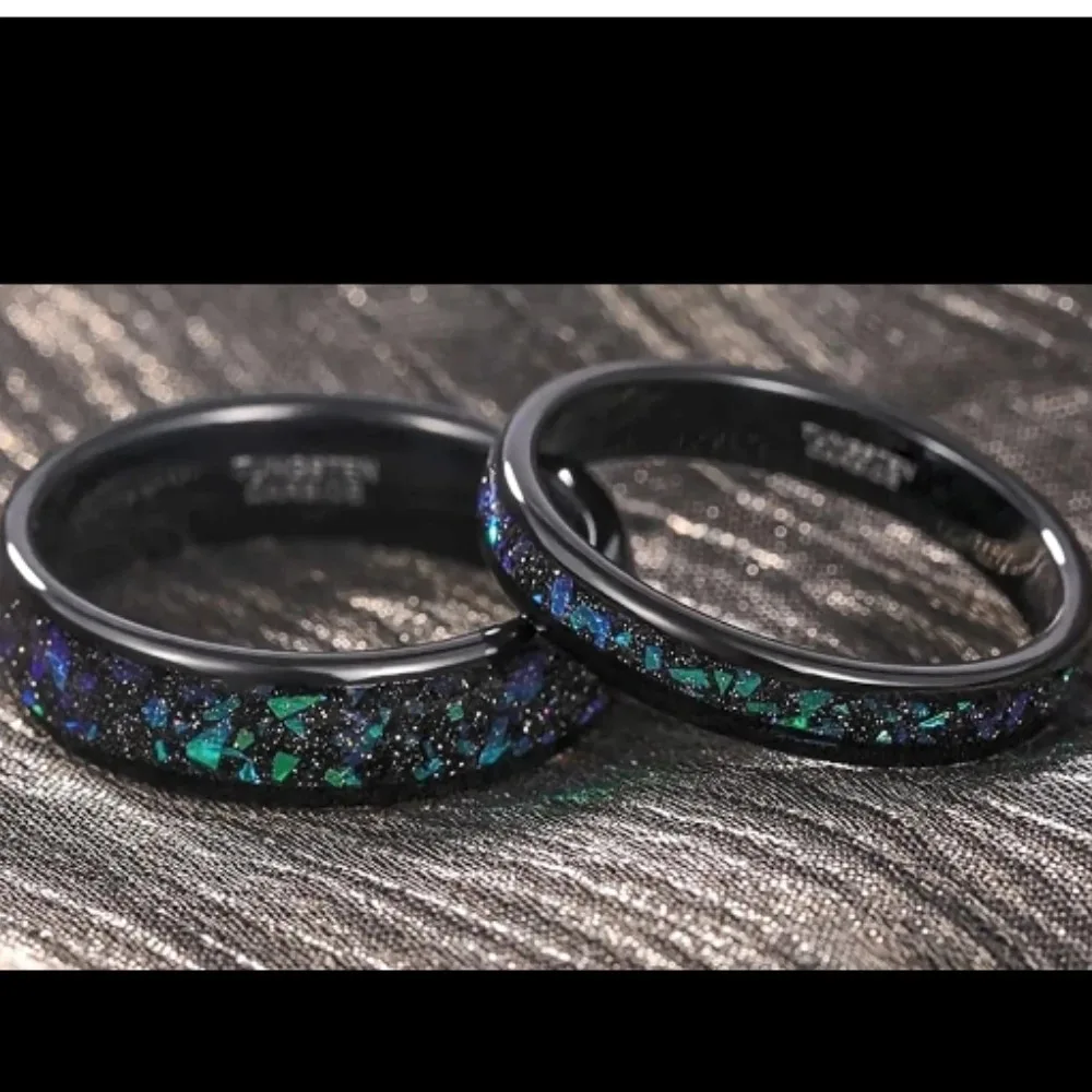 Men's and Women's Wedding Rings Tungsten Steel Galaxy Series Royal Blue Engagement Ring Anniversary Thanksgiving Graduation Gift
