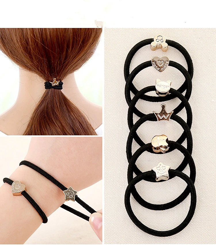 10Pcs/Lot New Korean High Elastic Hair Rubber Accessories For Women Black Bands Girls Lovely Ponytail Holder Ropes Mix Style