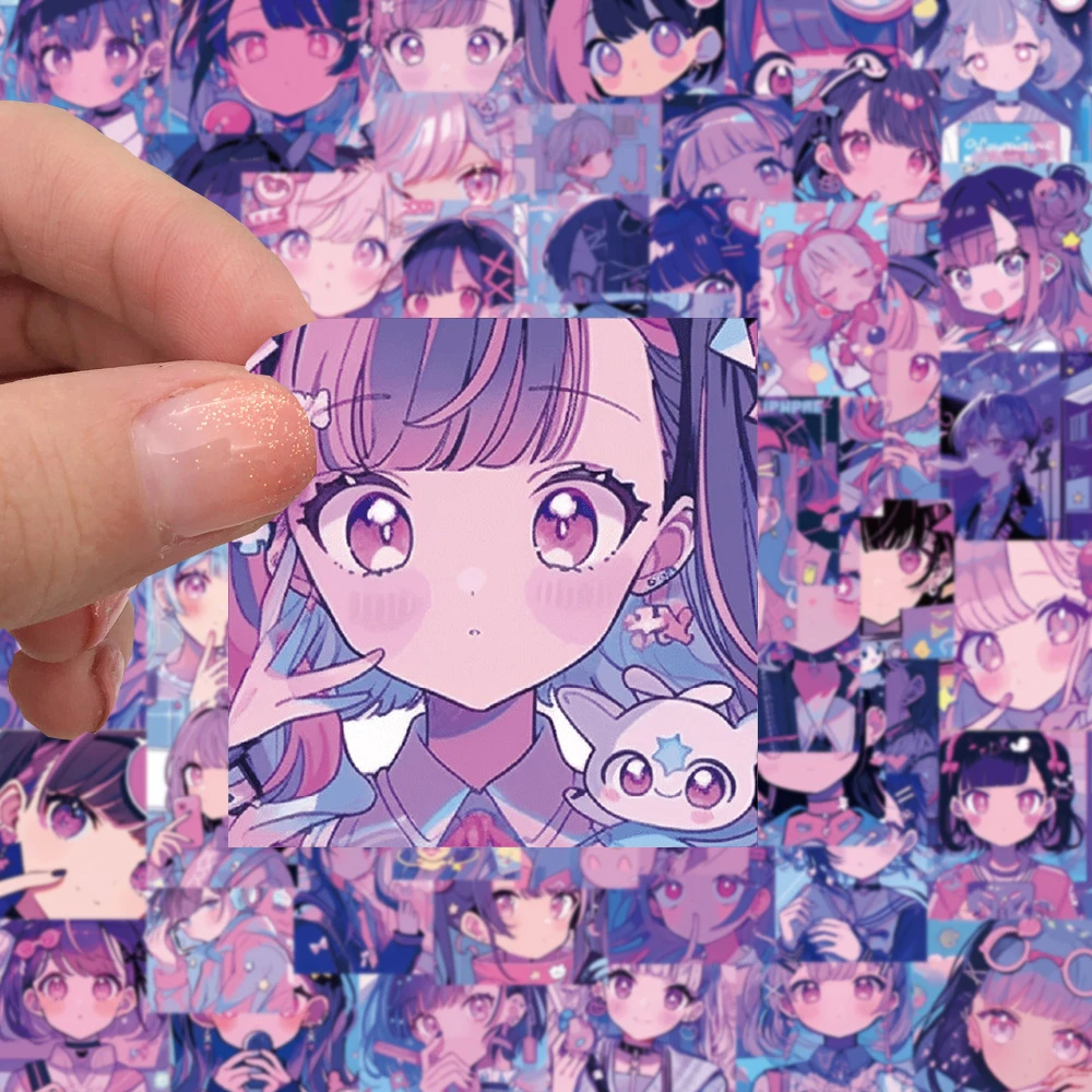 10/30/61pcs Kawaii Purple Anime Girl Stickers Cartoon Aesthetic Graffiti Decals DIY Skateboard Guitar Diary Sticker for Kids Toy