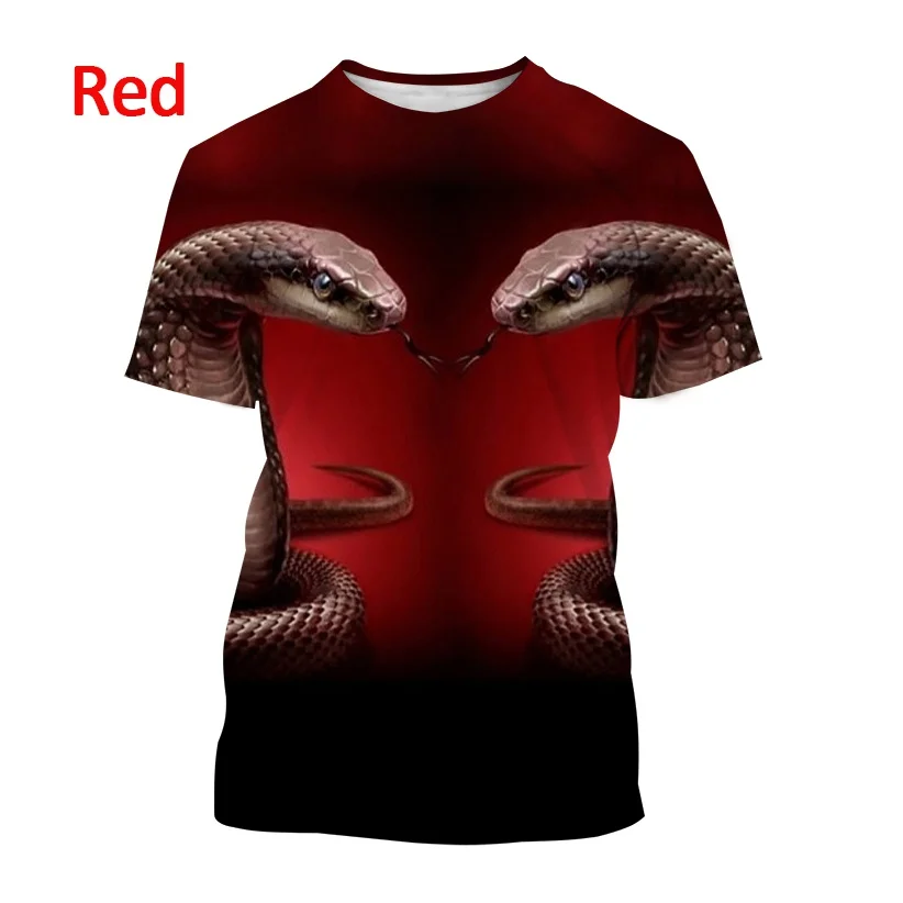 Summer Latest Fashion 3D Printing Snake Graphic T-Shirt Men\'s Street Style Cool Casual Round Neck Short Sleeve T-Shirt Top