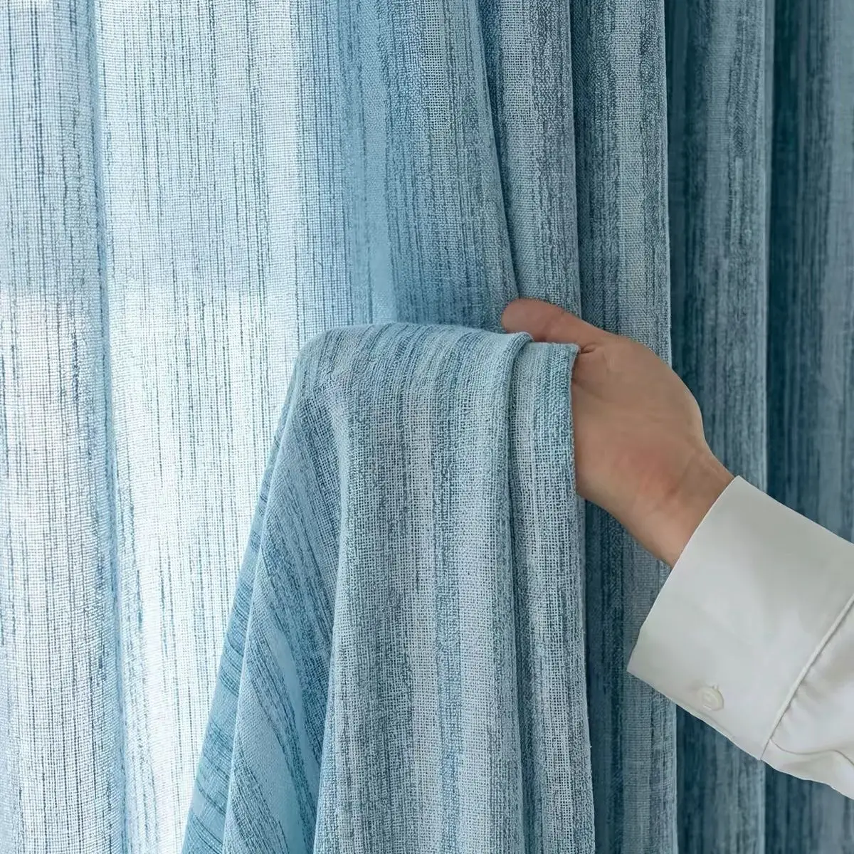 Modern Minimalism Semi-blackout Blue Curtains for Living Room Balcony Bedroom Light Luxury Curtain Household Decorative Drapes