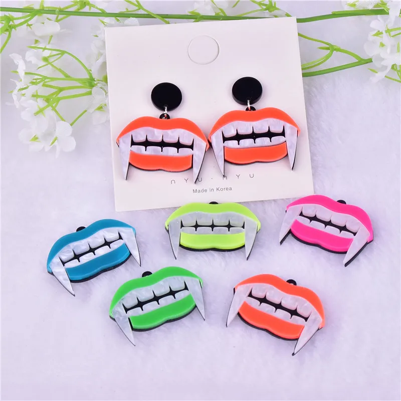 

100PCS Arcylic Luorescent Fangs Teeth Charms for Fashion Jewelry Making Earring Necklace DIY Pendant Accessories