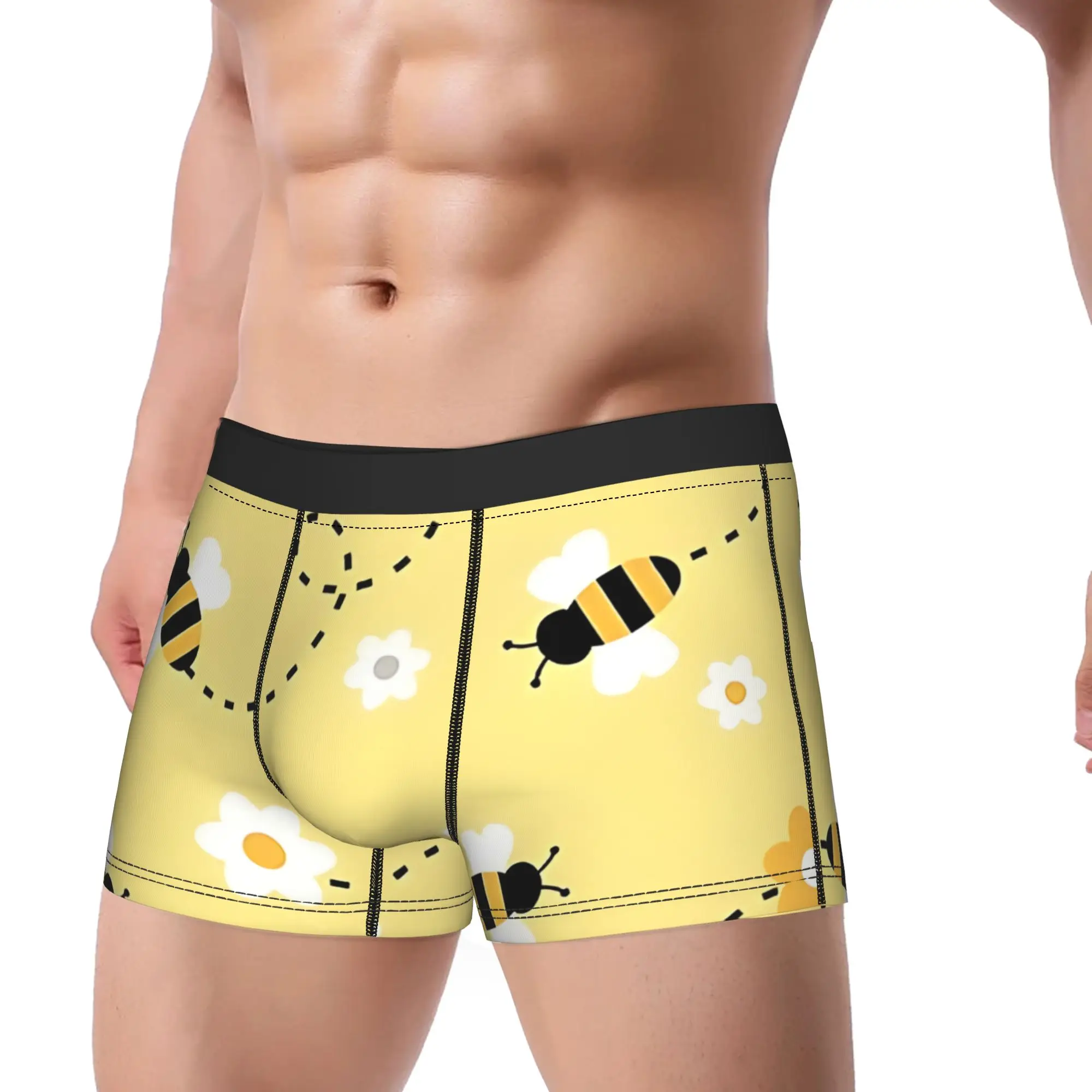 Cheerful Bumble Bee Honey Pattern Underpants Breathbale Panties Male Underwear animal Comfortable Shorts Boxer Briefs