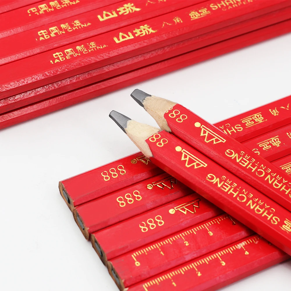 8-teiliges Holzbearbeitungs-Stiftset, speziell für Markierarbeiten, Flachkopfstift für Holzzeichnungen, mit Einloch-Anspitzer – Detail 1