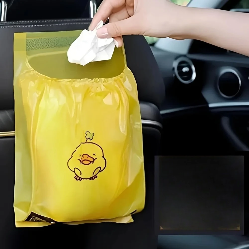 15pcs/pack Adhesive Car Trash Bag Disposable Car Interior Hanging Multi-Functional Clean Bag Small Plastic Bag Car Garbage Bin
