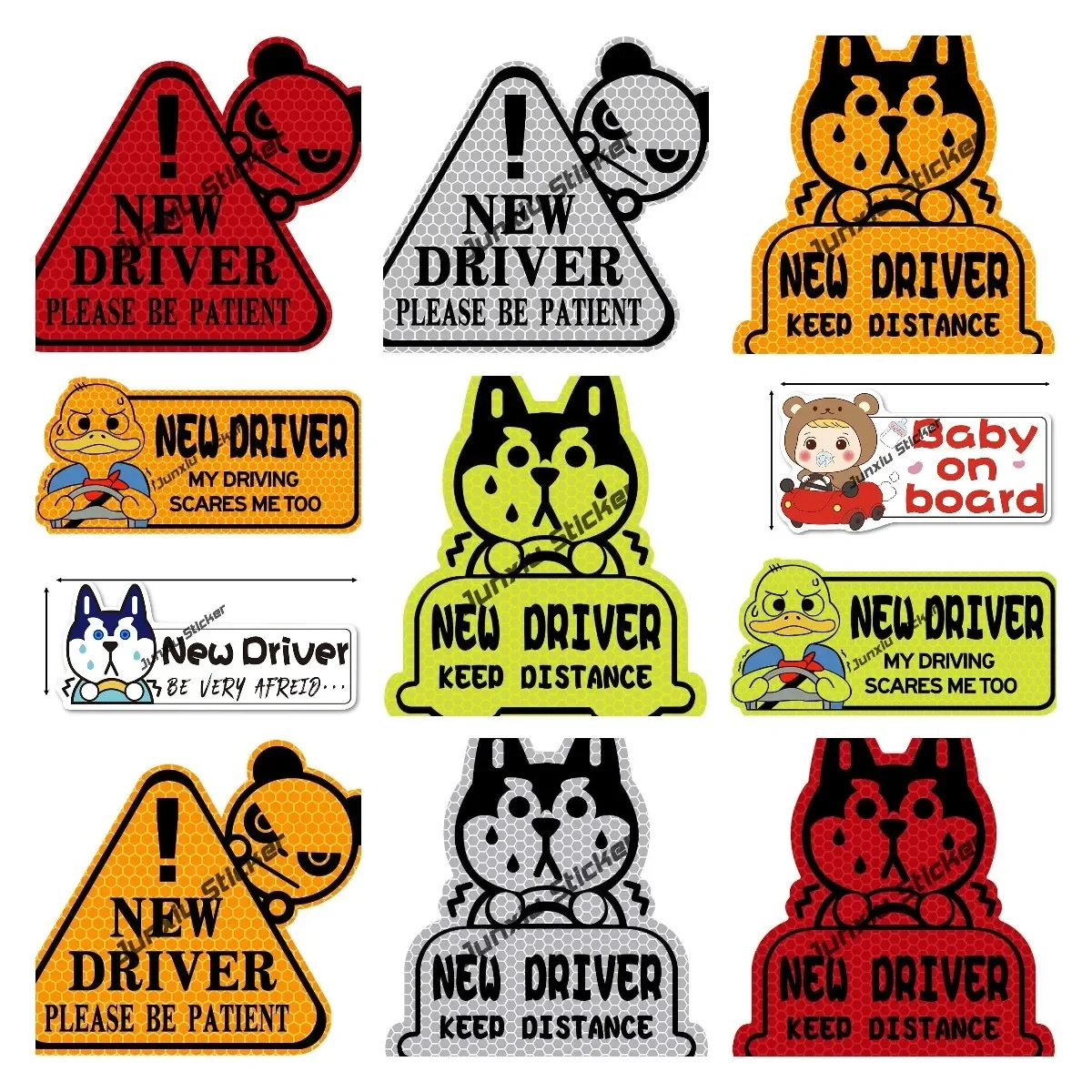 New Driver Sticker Please Be Patient Sticker Funny baby on board Safety Decals Drive Sign Sticker for Student Driver Reflective