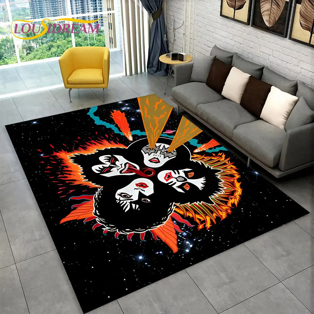 KISS Rock Band Retor Area Rug,Carpet Rug for Home Living Room Bedroom Sofa Doormat Decor,Kitchen Non-slip Floor Mat Alfombra