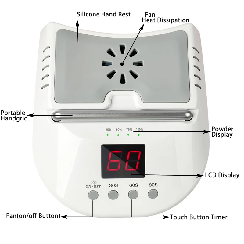 Functional Fan For Dry Nail Polish And Dissipate Heat Nail Lamp 72W Cordless Fan Nail Lamp UV Led