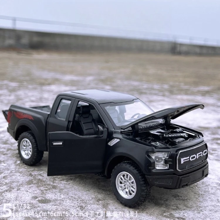 1:32 포드 랩터 F150 대형 휠 합금 다이캐스트 자동차 모형, 사운드 라이트, 후퇴 기능, 어린이 크리스마스 선물용 장난감 자동차