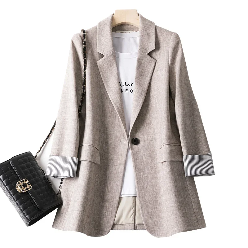 Blazer casual de manga comprida para mulheres, mantas de negócios, blazer de escritório feminino, nova moda, jaqueta de primavera, 2024