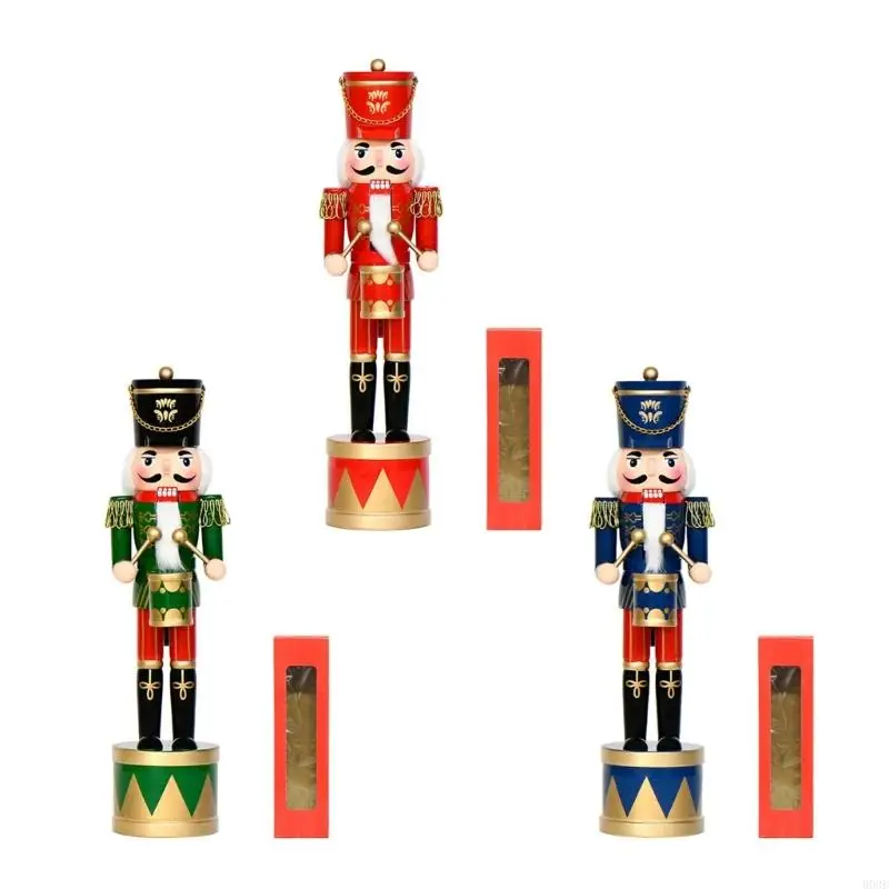 36 hölzerne Nussknacker-Trommelsoldat-Figur, Weihnachtspuppe, handbemalte Verzierung für B03E – Detail 1