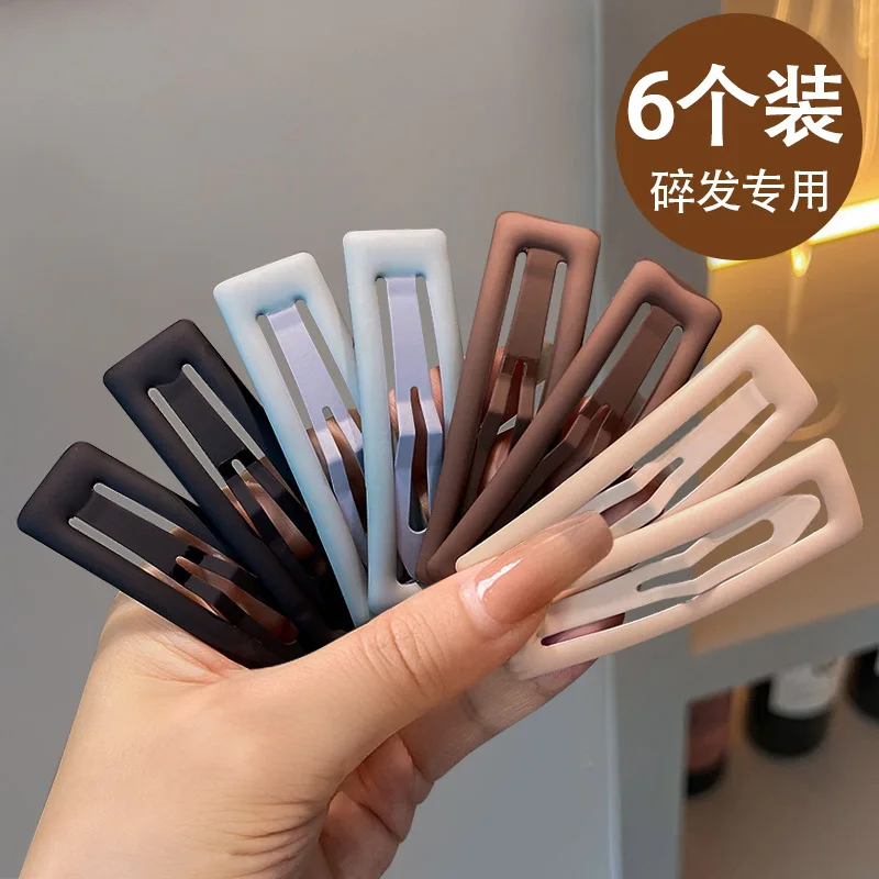 

6PCS BB Hairpins Morandi Tones Resin Clips for Flyaway Hair Girls Non-Damage Side Clips Daily Versatile Cute