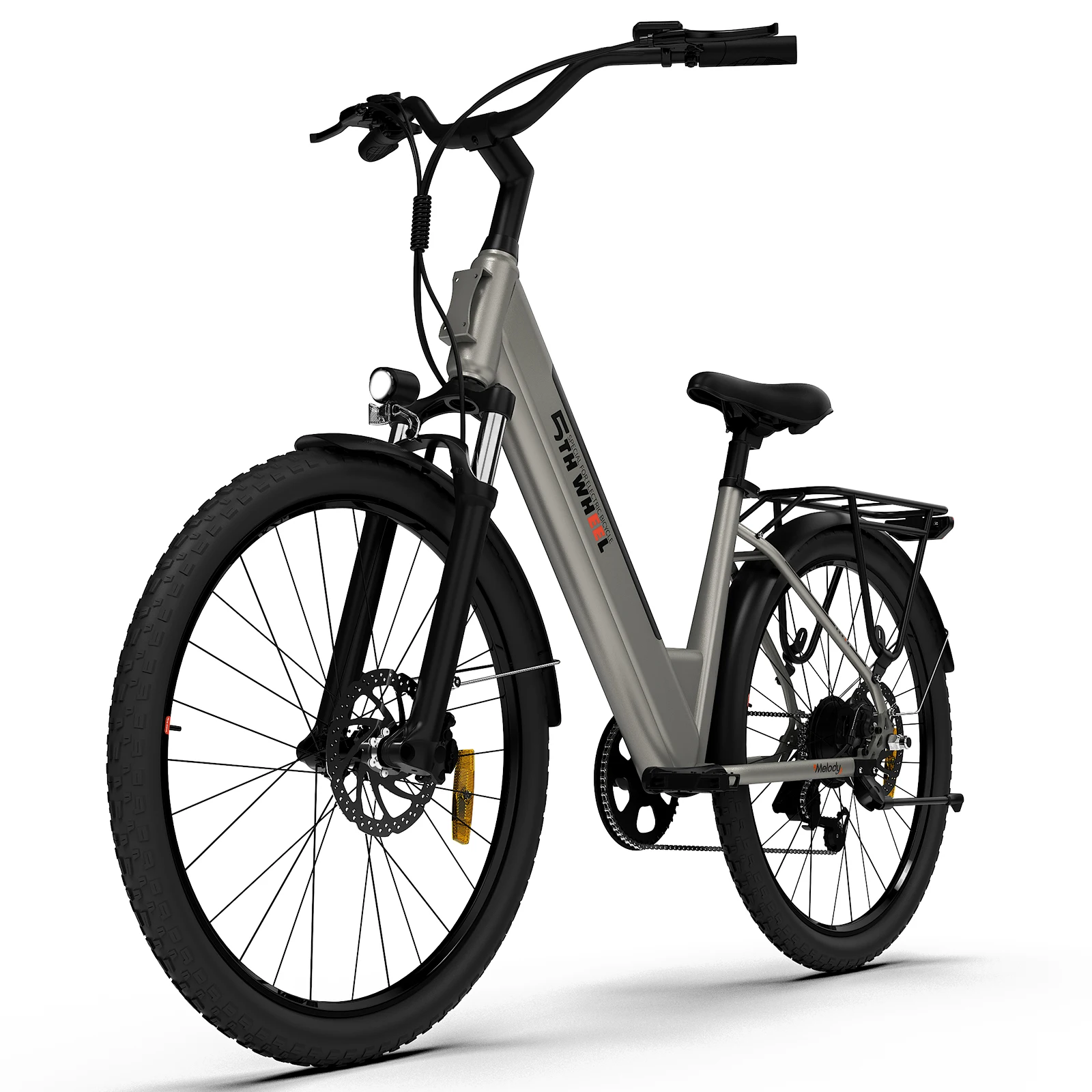 

5TH WHEEL Electric Bike for Adult with 700W Motor, 26" EBike with 36V 10.4Ah Removable Battery Ebike (Gray)