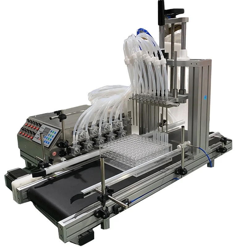 

DOVOLL Full Automatic Peristaltic Pump 4/6/8/10 Independent Nozzles Sensor Filling Machine With Conveyor for Cosmetic Liquid