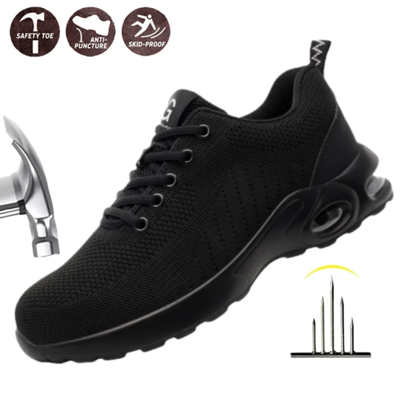 

Steel Toe Safety Shoes Men Summer Air Cushion Work Safety Shoes Unisex Breathable CE Discount Safety Boots for Outdoor Workers