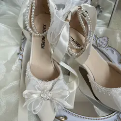 French Adult Gift Lolita Shoes Pearl Ribbon Premium Birthday Lolita Shoes y2k Japanese Fairy Wedding High Heels for Women 2024