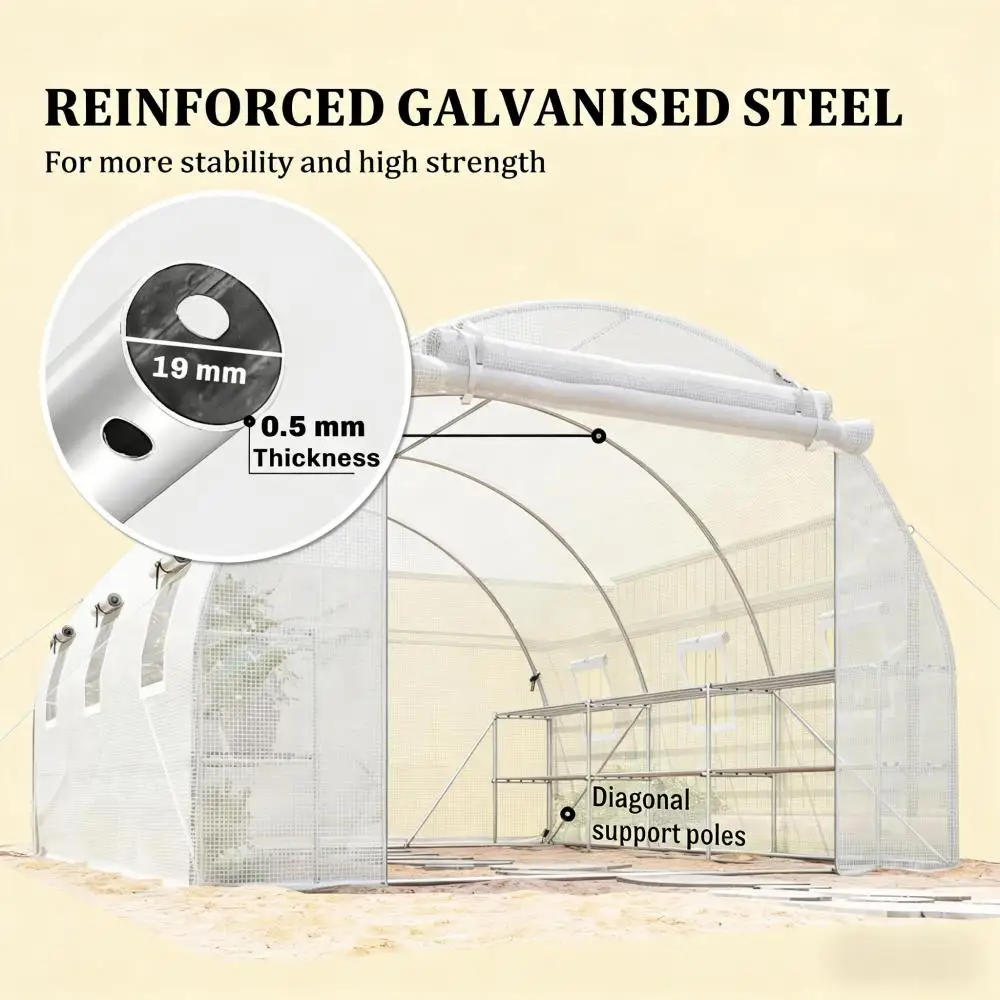 Outdoor Hoop House Greenhouse With Shelves,Walk-in Tunnel Greenhouse