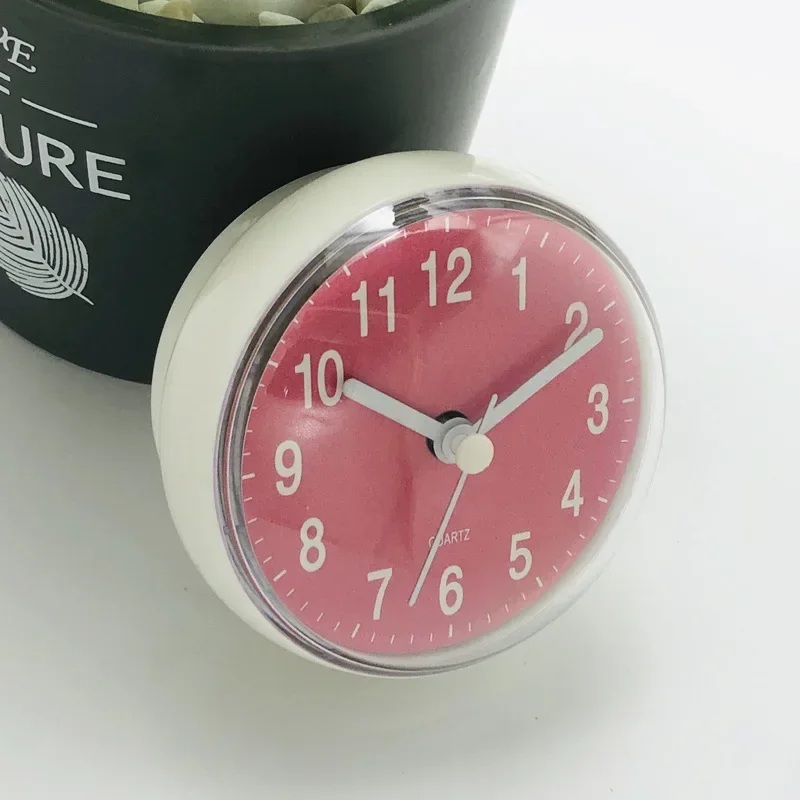 Mini Sucker Wall Clock Bathroom Anti-Fog Waterproof 7cm Kitchen Toilet Small Quartz Table Clock