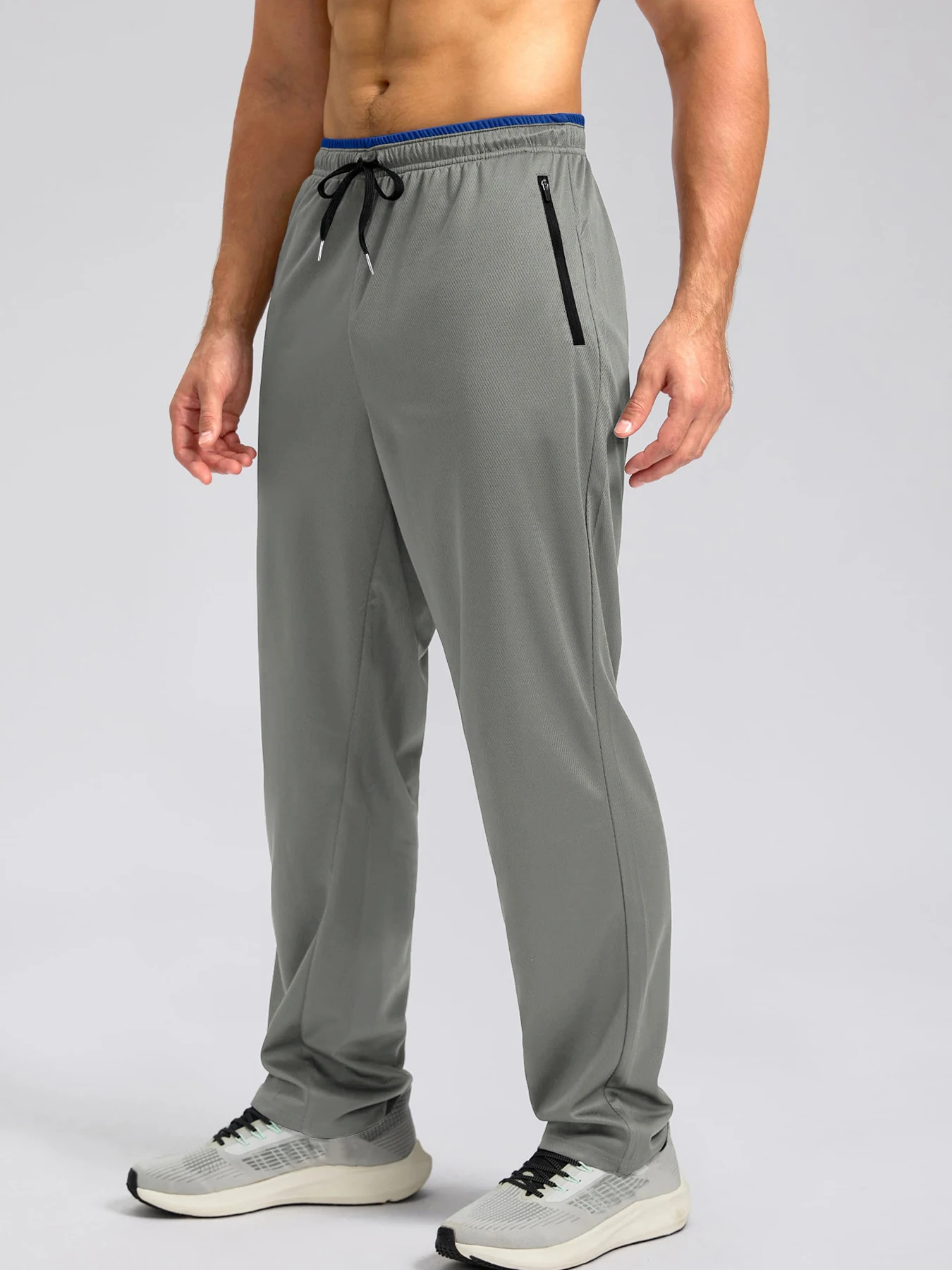 Schnell trocknende, atmungsaktive, leichte Activewear-Hose für Herren mit elastischem Bund und Reißverschlusstaschen für Fitnessstudio, Freizeit, Fitness, Laufen, Wandern – Detail 5