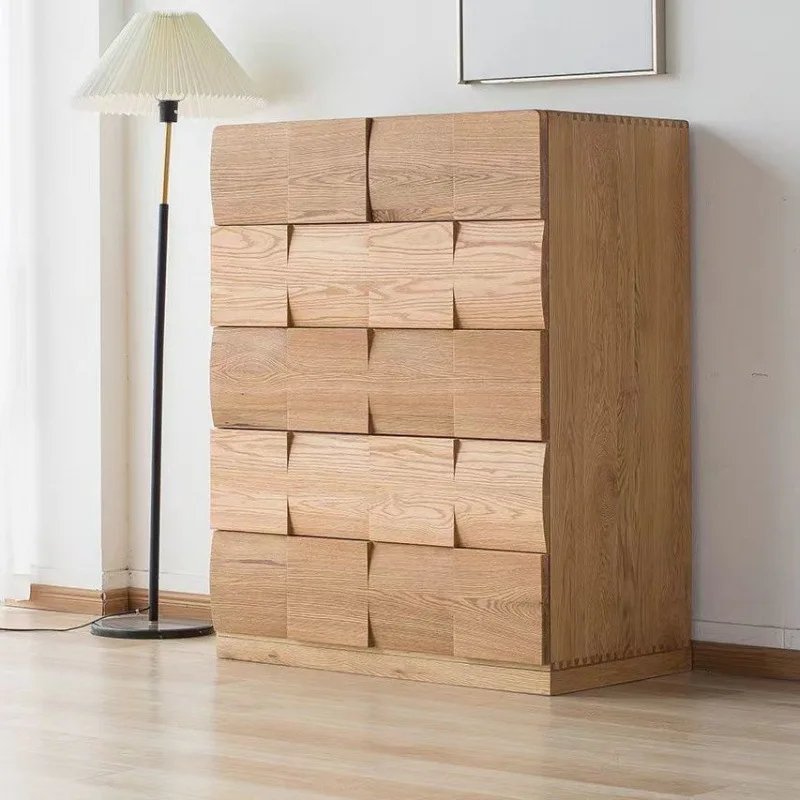New Solid Wood Chest of Drawers Master Bedroom Integrated Floor Cabinet Installation-free Japanese-style Storage Locker