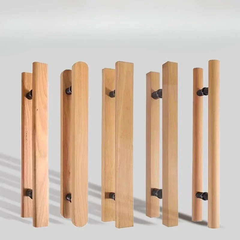 

H-образная двусторонняя стеклянная дверная ручка из цельного дерева, обратная к спине, душевая комната, рама для ванной комнаты, ручка раздвижной двери, 1 шт.