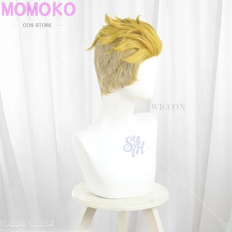 أنيمي GACHIAKUTA تأثيري Enjin زي قصير الذهبي شقراء مليون مقاومة للحرارة الاصطناعية خصلات الشعر المستعار حفلة عيد الهالوين