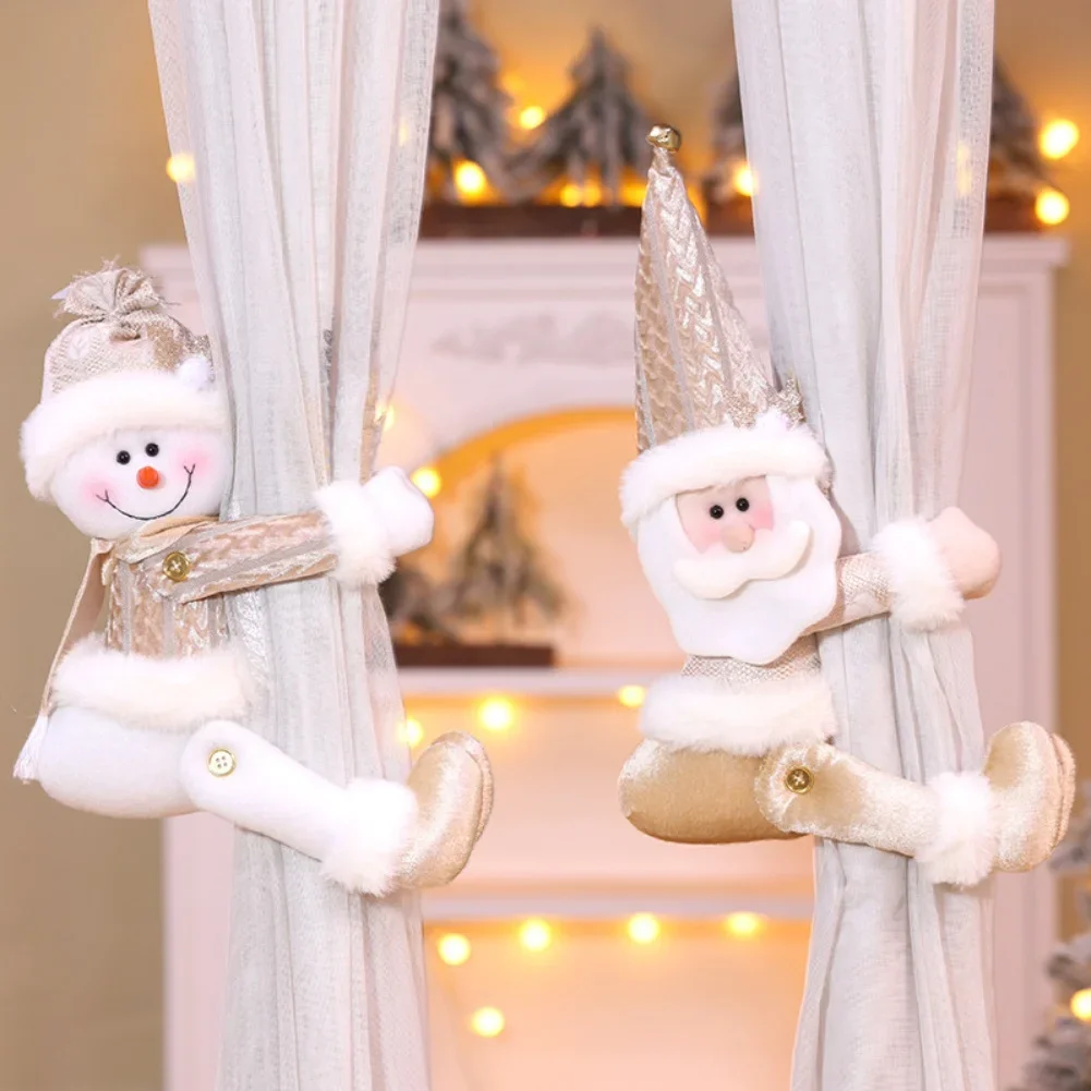 Christmas Curtain Tiebacks with Santa and Snowman Motifs Functional and Decorative for Living Rooms and Bedrooms