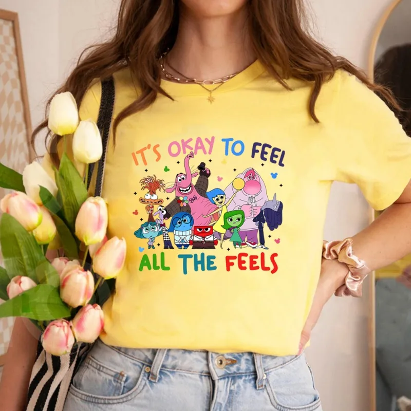 

Kawaii Women's Clothes From The Inside Out 2 Can Feel All The Feelings Shirt Speech Therapy T-Shirt BCBA Top Y2k Top
