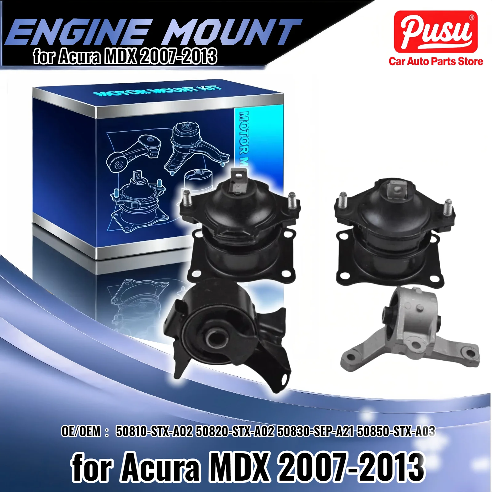 Zestaw mocowań silnika i skrzyni biegów do Acura MDX V6 3.7L 2007-2013 50810-STX-A02, 50820-STX-A02, 50830-SEP-A21, 50850-STX-A03