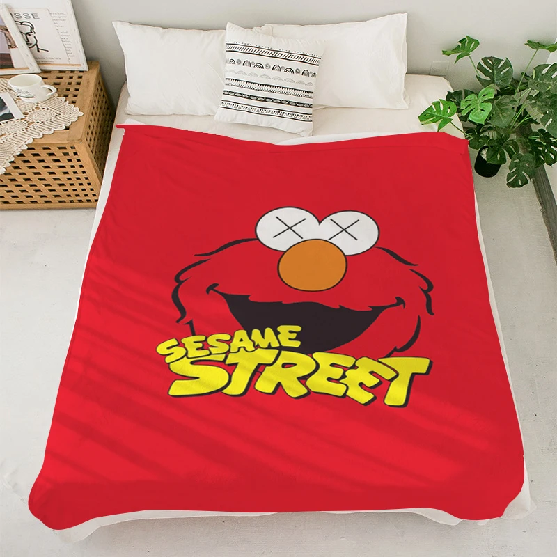 

Microfiber Fleece Blanket S-Sesame Streets Sofa Winter Fluffy Soft Blankets for Winter King Size Blanket Warm Kne Anime Blanket
