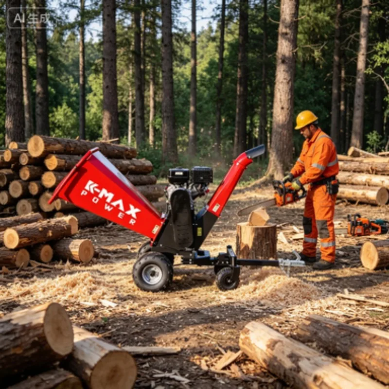Industrial 24-Inch Self-Powered Wood Chipper Flywheel & Grinder – Processes large logs and slabs for sawmill operations