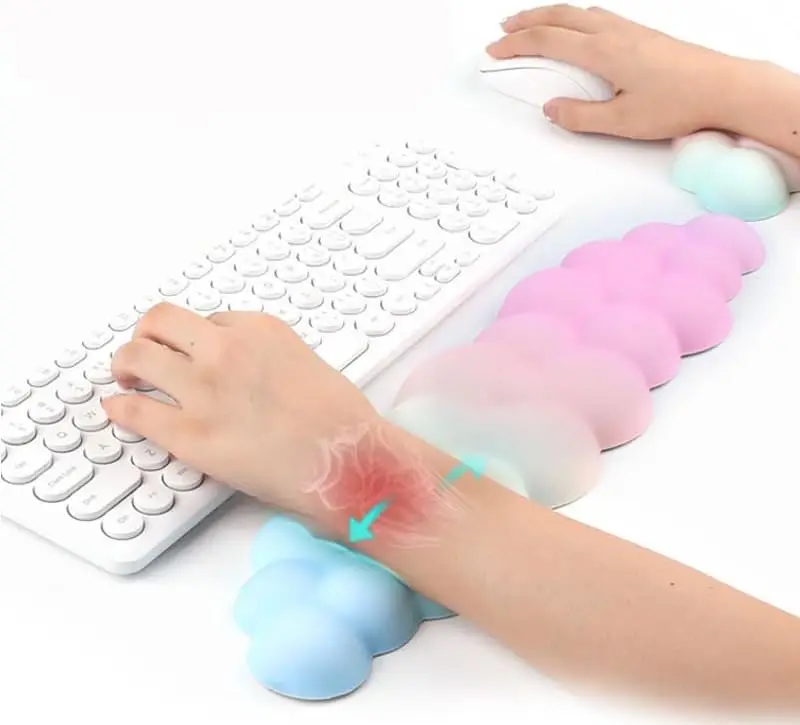 Supporto per polso per tappetino per mouse con poggiapolsi per tastiera Cloud con memory foam ergonomico per computer desktop portatile da ufficio domestico