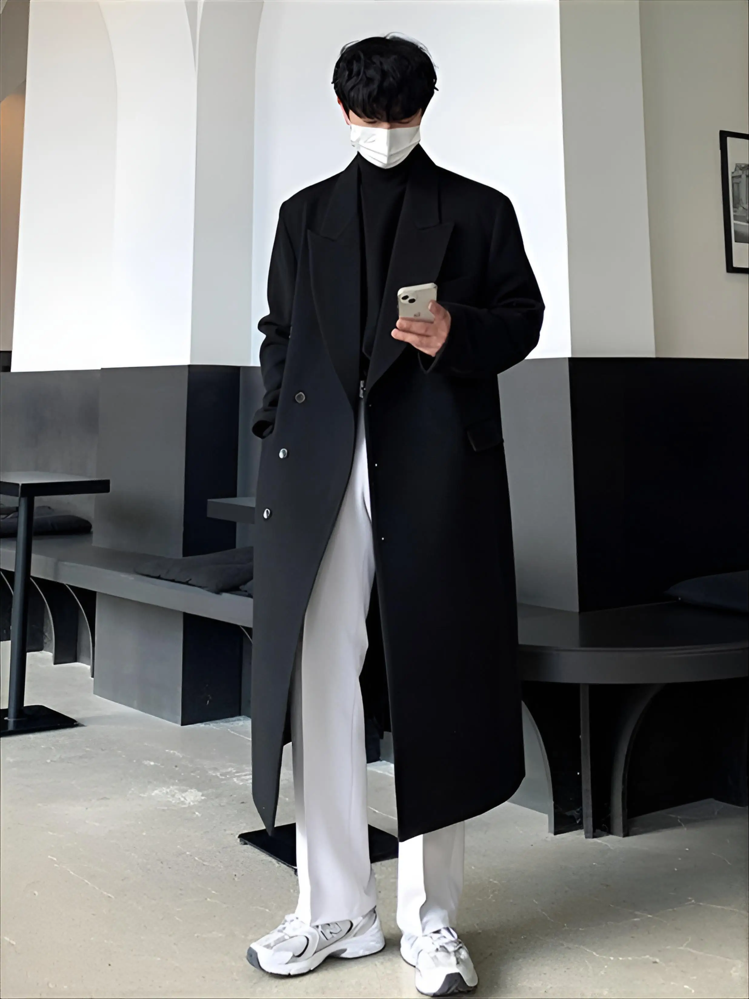 

Wool Blend Real Fur Trim Coat Mans American Sporty Urban Lightweight Versatile Fresh Cozy Modern Young Basic Moda Easy Neutral