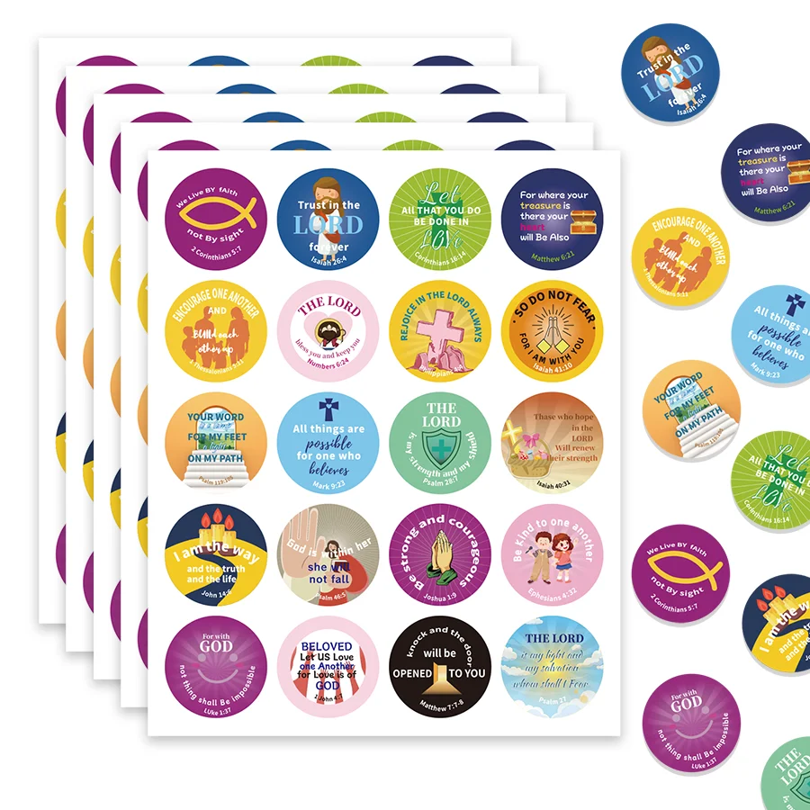 200 Pcs Christian Religious Stickers for Jesus Christian Faith Shape Stickers(Bible Style)