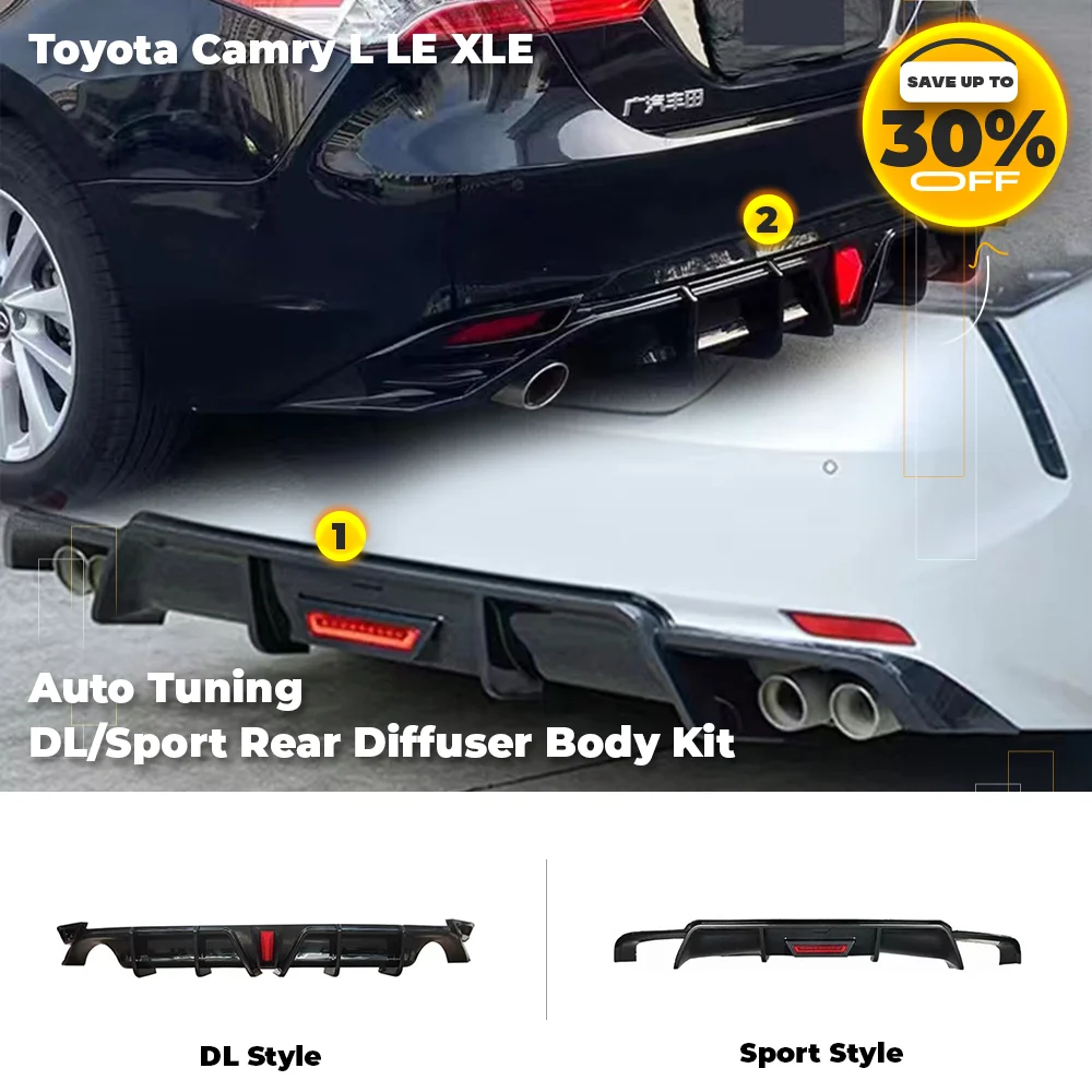 

Toyota Rear Diffuser For Camry L LE XLE 2018-2022 Body Kits Sport DL Bumper Lip Spoiler with Pilot Light Auto Accessories