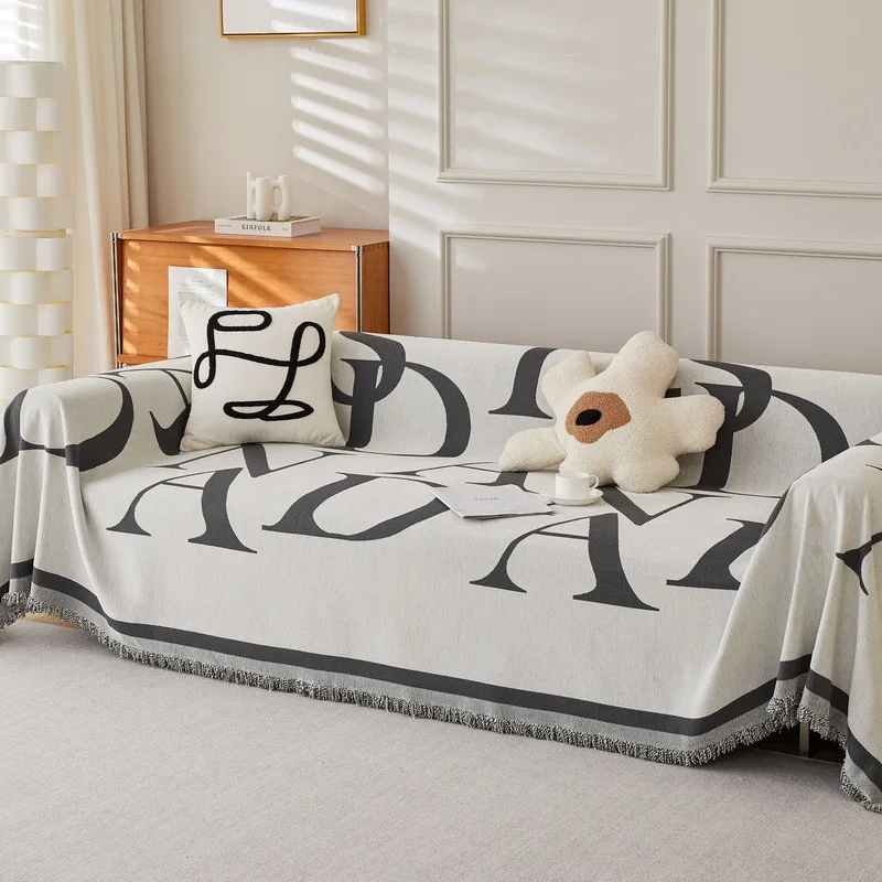 

Geometry Chenille Living Room Sofa Towel Four Seasons Universal Couch Blanket Soft Non Slip Sofa Full Protective Cover