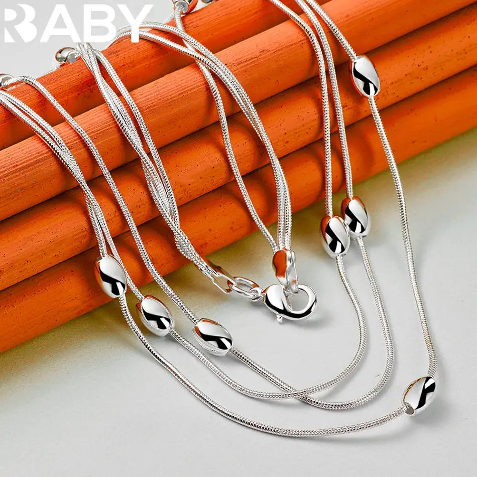 URBABY Collana a catena multi serpente con perline ovali in argento sterling 925, gioielli di moda, regalo per feste di tendenza squisito