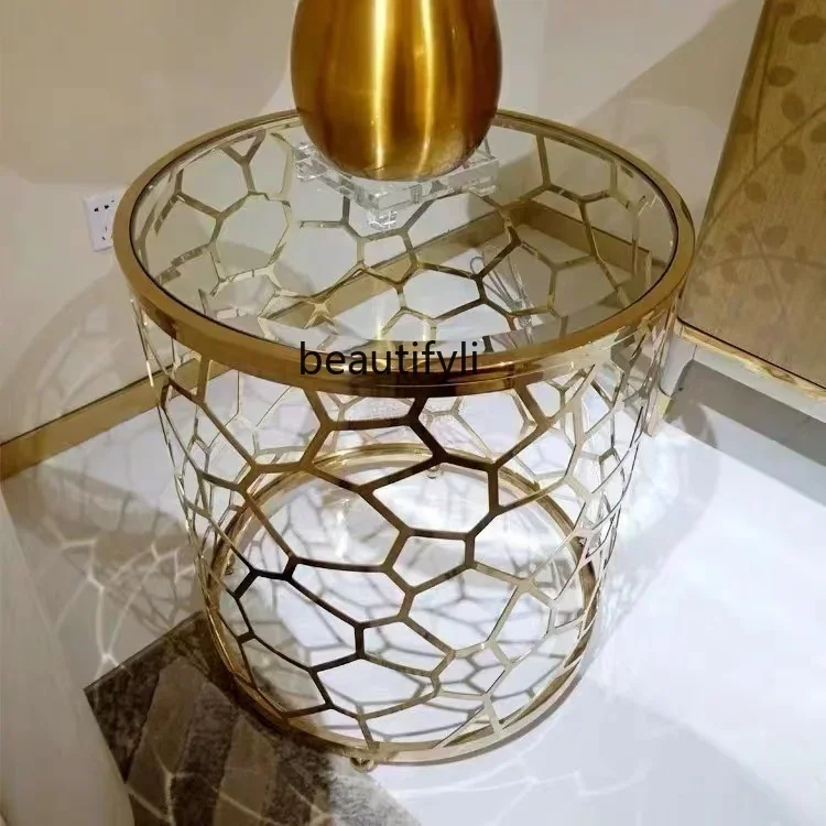 فاخر أمريكي خفيف، حافة مستديرة من الزجاج المقسى، زاوية أريكة مجوفة من الفولاذ المقاوم للصدأ بسيطة وحديثة D96