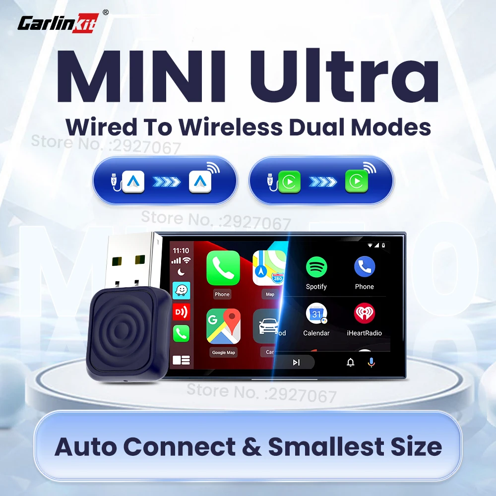 CarlinKit MINI Ultra Wireless CarPlay Adapter Android Auto Box Wired To Wireless USB Plug and Play 5.8Ghz Seamless Connection