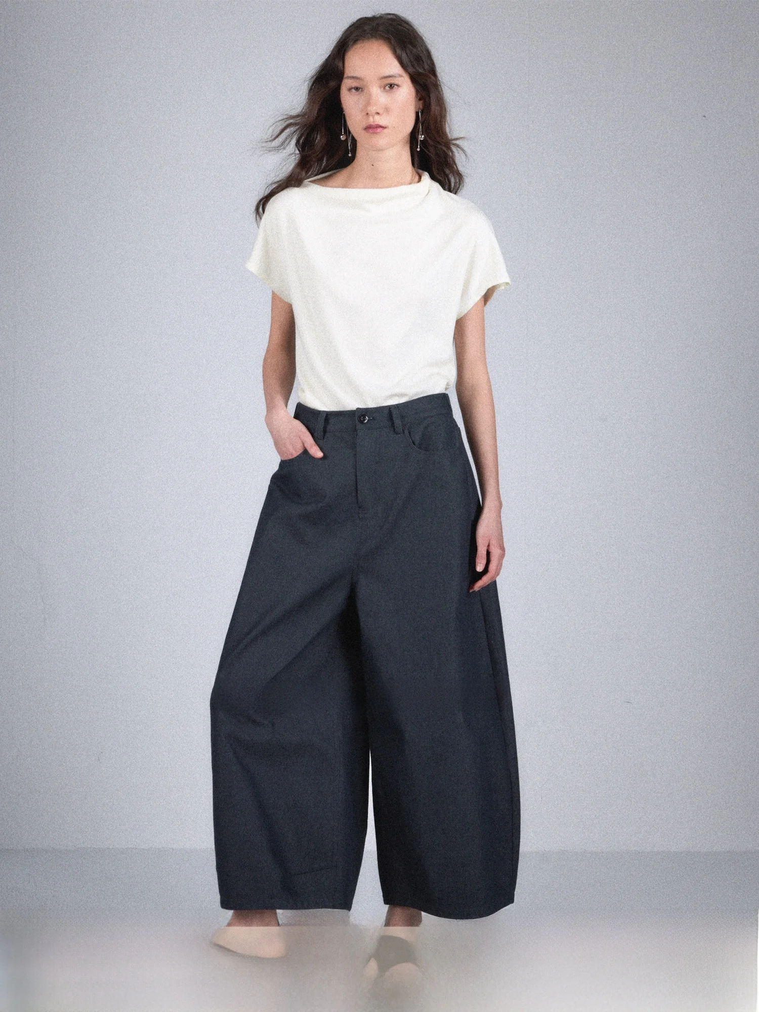 

Casual Loose Wide Leg Jeans Elastic Waistband Denim Color AMOR "Rate True Self" Women's Casual Pants Floral Patterned