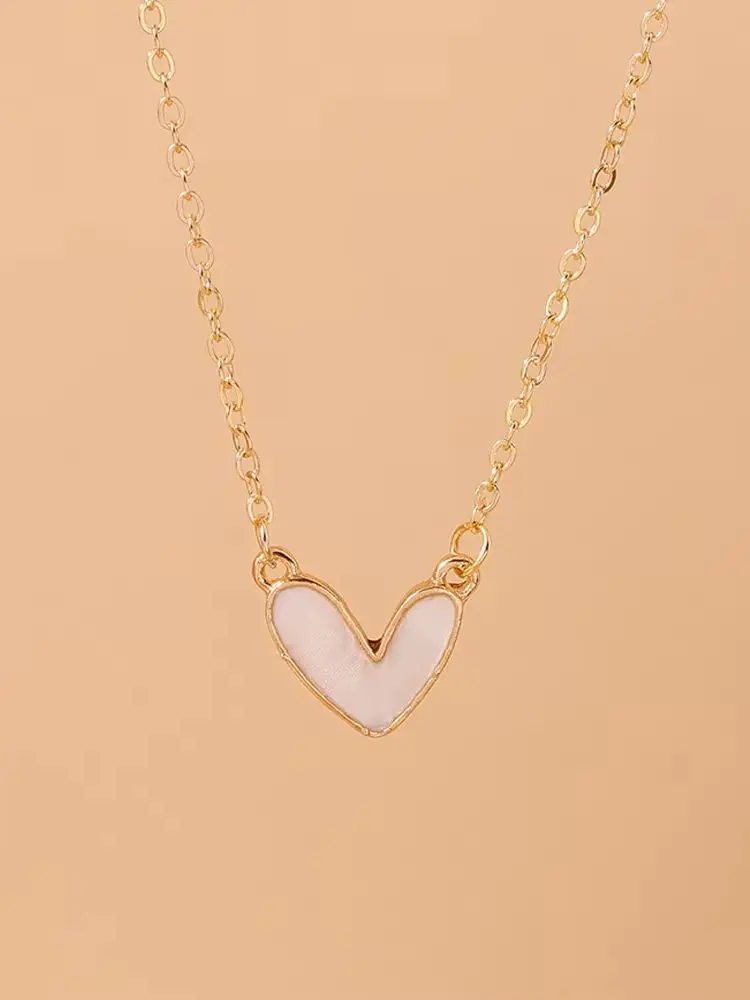 Aihua Elegante Koreanische Weiß-Rote Herz-Halsketten für Frauen und Mädchen, Schlüsselbeinkette, Valentinstag-Schmuckgeschenke – Detail 1