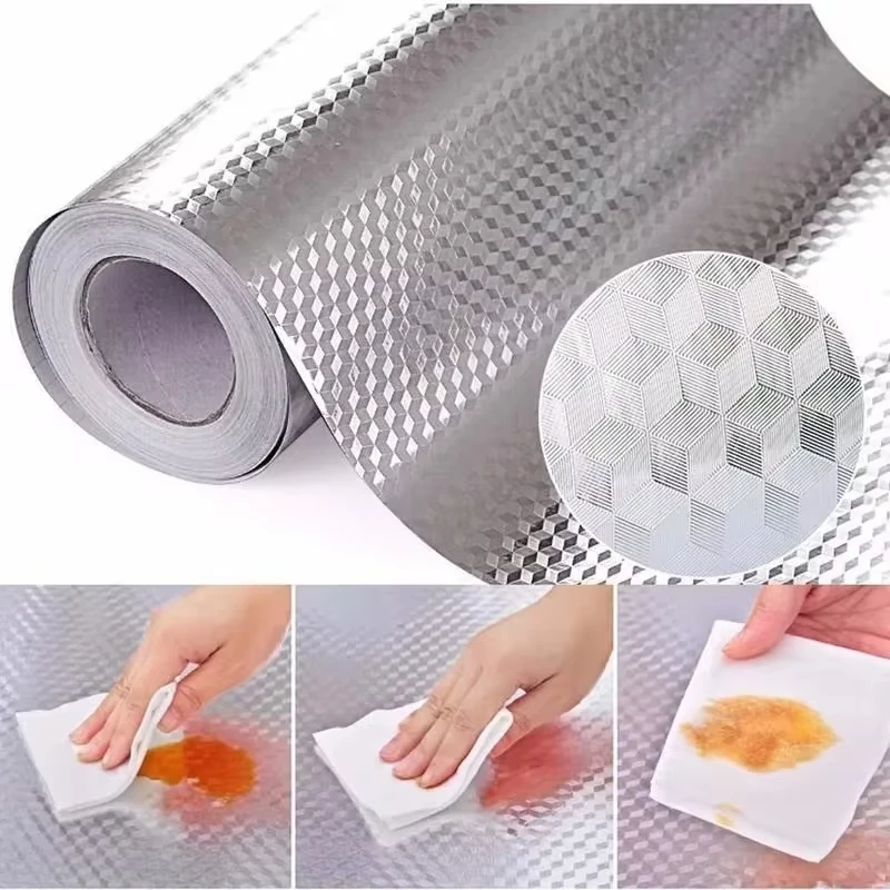 40x300cm Anti Fouling High Temperature Aluminum Foil Wallpapers Cabinet Contact Papers Kitchen Oil-proof Self Adhesive Stickers